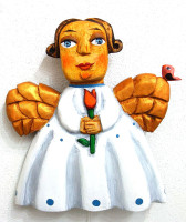 Tomáš Štolba - Andělka s růží malovaná ( bílá ) - originál